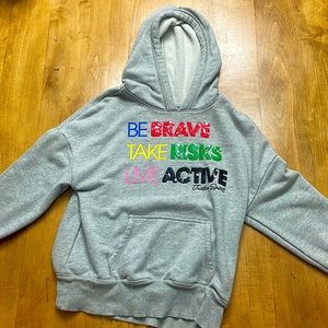 Justice sports  gray sweatshirt, be brave take take risk live  active